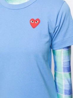 Comme Des Garçons Play T-shirt à Logo Brodé BLUE -Comme Des Garçons Play Soldes Boutique 16179251 30896815 600