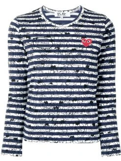 Comme Des Garçons Play NAVY/WHITE T-shirt à Rayures Femme