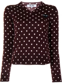 Comme Des Garçons Play Pull à Pois Burgundy