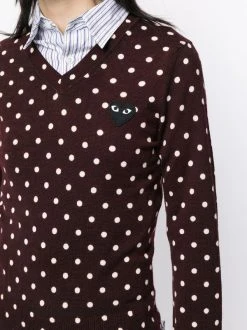 Comme Des Garçons Play Pull à Pois Burgundy -Comme Des Garçons Play Soldes Boutique 16180206 30896840 600