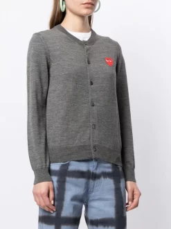 Comme Des Garçons Play Cardigan En Maille Intarsia Femme -Comme Des Garçons Play Soldes Boutique 16180223 30896880 600