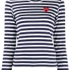 Comme Des Garçons Play 1 NAVY/WHITE T-shirt Rayé à Manches Longues Femme -Comme Des Garçons Play Soldes Boutique 16260172 31183133 600