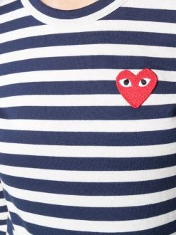 Comme Des Garçons Play 1 NAVY/WHITE T-shirt Rayé à Manches Longues Femme -Comme Des Garçons Play Soldes Boutique 16260172 31183139 600