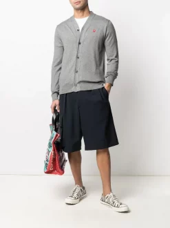 Comme Des Garçons Play Cardigan à Logo Brodé Homme -Comme Des Garçons Play Soldes Boutique 16272092 31805391 600