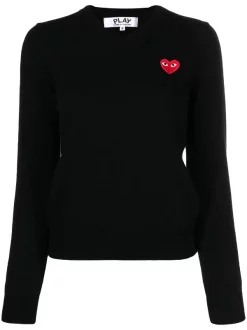 Comme Des Garçons Play 1 BLACK Pull à Col V Femme