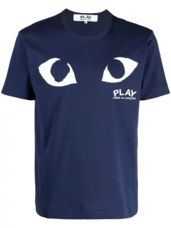 Comme Des Garçons Play NAVY T-shirt à Logo Imprimé Homme