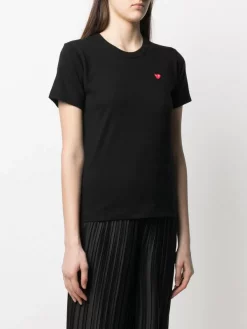 Comme Des Garçons Play 1 BLACK T-shirt à Logo Brodé Femme -Comme Des Garçons Play Soldes Boutique 16415866 31677008 600