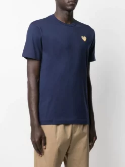 Comme Des Garçons Play T-shirt à Patch Cœur Signature 2 BLUE -Comme Des Garçons Play Soldes Boutique 16697470 32914345 600