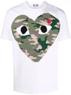 ( Nouvelle Collection ) Comme Des Garçons Play T-shirt à Imprimé Graphique BIANCO
