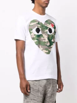 ( Nouvelle Collection ) Comme Des Garçons Play T-shirt à Imprimé Graphique BIANCO -Comme Des Garçons Play Soldes Boutique 17040195 34176238 600