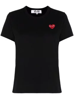 Comme Des Garçons Play T-shirt à Cœur Brodé 1 BLACK