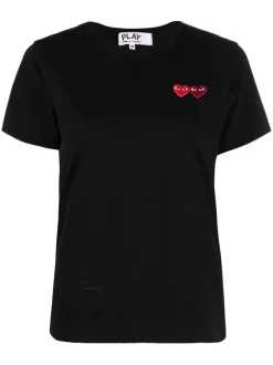 Comme Des Garçons Play 1 BLACK T-shirt à Motif De Cœurs Femme