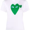 Comme Des Garçons Play T-shirt à Imprimé Cœurs WHITEGREEN -Comme Des Garçons Play Soldes Boutique 17043687 34278975 600