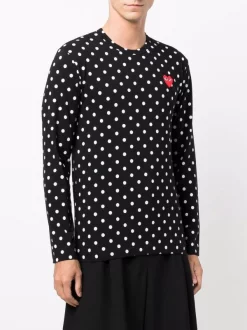 Comme Des Garçons Play T-shirt à Pois 1 BLACK -Comme Des Garçons Play Soldes Boutique 17049708 34246972 600
