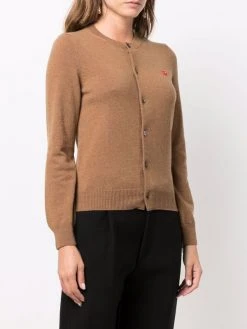 Comme Des Garçons Play Brown Cardigan En Maille Fine à Patch Logo Femme -Comme Des Garçons Play Soldes Boutique 17410867 36103571 600