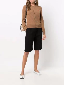 Comme Des Garçons Play Brown Cardigan En Maille Fine à Patch Logo Femme -Comme Des Garçons Play Soldes Boutique 17410867 36105009 600