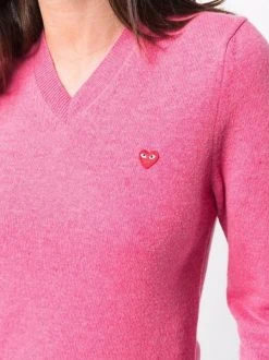 Comme Des Garçons Play Pull En Laine à Patch Logo PINK -Comme Des Garçons Play Soldes Boutique 17410890 36101558 600