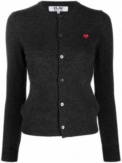 Comme Des Garçons Play Cardigan En Maille Fine à Patch Logo Femme