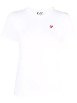 Comme Des Garçons Play WHITE T-shirt à Patch Logo Femme