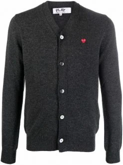 Comme Des Garçons Play GREY Cardigan Léger En Laine Homme