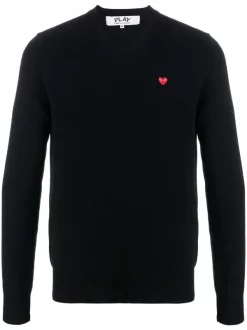Comme Des Garçons Play BLACK Pull En Laine à Patch Logo Homme