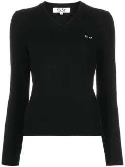 ( Nouvelle Collection ) Comme Des Garçons Play Pull à Patch Logo BEIGE