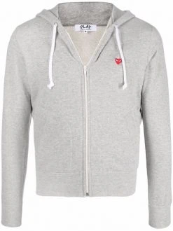 Comme Des Garçons Play 1 GREY Hoodie à Patch Logo Cœur Homme