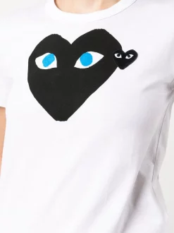 ( Nouvelle Collection ) Comme Des Garçons Play T-shirt Double Heart En Coton WHITE -Comme Des Garçons Play Soldes Boutique 17675937 37651391 600