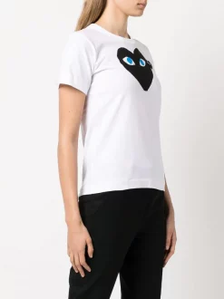 ( Nouvelle Collection ) Comme Des Garçons Play T-shirt Double Heart En Coton WHITE -Comme Des Garçons Play Soldes Boutique 17675937 37651397 600