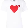 ( Nouvelle Collection ) Comme Des Garçons Play T-shirt En Coton à Imprimé Cœur WHITE -Comme Des Garçons Play Soldes Boutique 17676705 39666460 600