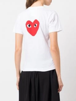 ( Nouvelle Collection ) Comme Des Garçons Play T-shirt En Coton à Imprimé Cœur WHITE -Comme Des Garçons Play Soldes Boutique 17676705 39666467 600