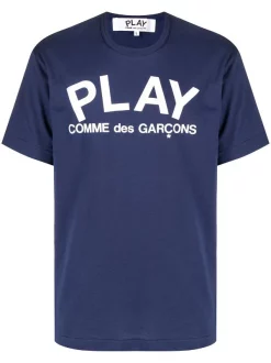 ( Nouvelle Collection ) Comme Des Garçons Play NAVY T-shirt à Logo Imprimé Homme