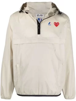 ( Nouvelle Collection ) Comme Des Garçons Play 3 BEIGE X K-Way Coupe-vent à Capuche Femme