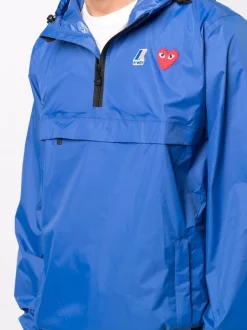 ( Nouvelle Collection ) Comme Des Garçons Play 2 BLUE X K-Way Coupe-vent à Capuche Homme -Comme Des Garçons Play Soldes Boutique 17913503 37802857 600