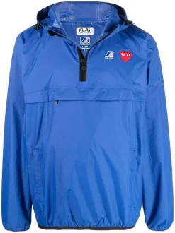 ( Nouvelle Collection ) Comme Des Garçons Play 2 BLUE X K-Way Coupe-vent à Capuche Homme