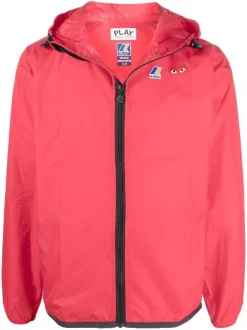 ( Nouvelle Collection ) Comme Des Garçons Play X K-Way Veste Zippée à Capuche 2 RED