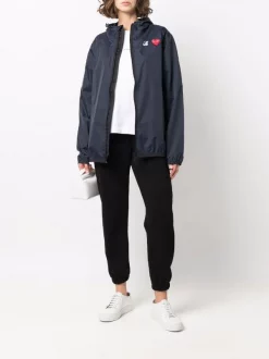 Comme Des Garçons Play NAVY X K-Way Veste à Capuche Homme -Comme Des Garçons Play Soldes Boutique 17929976 37836248 600