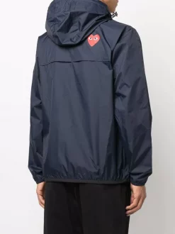 Comme Des Garçons Play NAVY X K-Way Veste à Capuche Homme -Comme Des Garçons Play Soldes Boutique 17929976 37836249 600