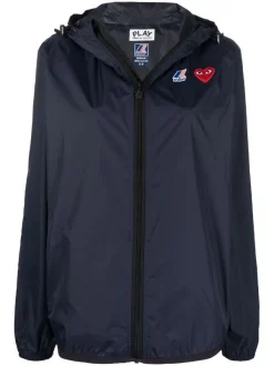 ( Nouvelle Collection ) Comme Des Garçons Play X K-Way Veste Zippée à Patch Logo NAVY