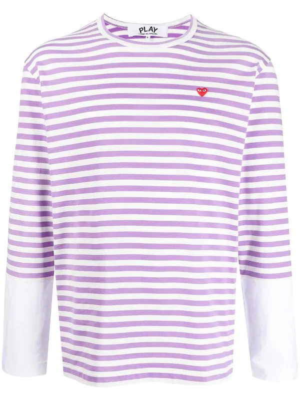 ( Nouvelle Collection ) Comme Des Garçons Play PURPLE / WHITE T-shirt Rayé à Manches Longues Homme 3 ( Nouvelle Collection ) Comme Des Garçons Play PURPLE / WHITE T-shirt Rayé à Manches Longues Homme