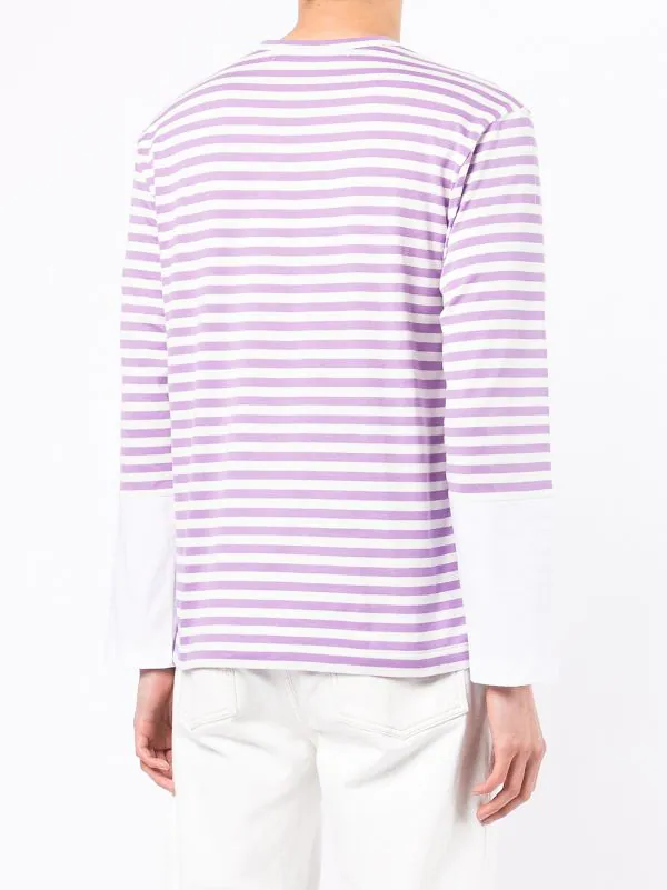 ( Nouvelle Collection ) Comme Des Garçons Play PURPLE / WHITE T-shirt Rayé à Manches Longues Homme 6 ( Nouvelle Collection ) Comme Des Garçons Play PURPLE / WHITE T-shirt Rayé à Manches Longues Homme – Image 4