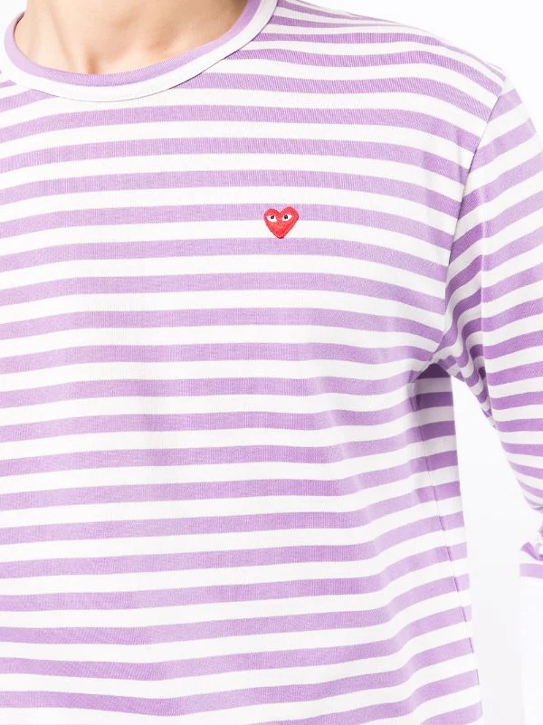 ( Nouvelle Collection ) Comme Des Garçons Play PURPLE / WHITE T-shirt Rayé à Manches Longues Homme 7 ( Nouvelle Collection ) Comme Des Garçons Play PURPLE / WHITE T-shirt Rayé à Manches Longues Homme – Image 5