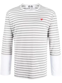 ( Nouvelle Collection ) Comme Des Garçons Play T-shirt Rayé à Manches Longues Homme