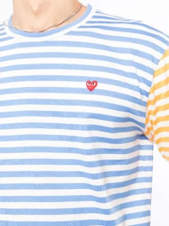 ( Nouvelle Collection ) Comme Des Garçons Play T-shirt Rayé à Manches Longues BLUE / YELLOW -Comme Des Garçons Play Soldes Boutique 18064503 38475349 600