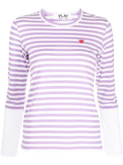 ( Nouvelle Collection ) Comme Des Garçons Play T-shirt Rayé à Manches Longues Femme