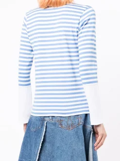 ( Nouvelle Collection ) Comme Des Garçons Play T-shirt Rayé à Manches Longues BLUE/ WHITE -Comme Des Garçons Play Soldes Boutique 18066121 38483620 600