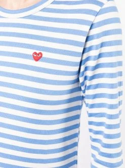 ( Nouvelle Collection ) Comme Des Garçons Play T-shirt Rayé à Manches Longues BLUE/ WHITE -Comme Des Garçons Play Soldes Boutique 18066121 38485336 600