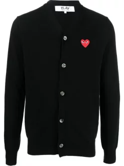 ( Nouvelle Collection ) Comme Des Garçons Play Cardigan En Maille à Logo Brodé BLACK
