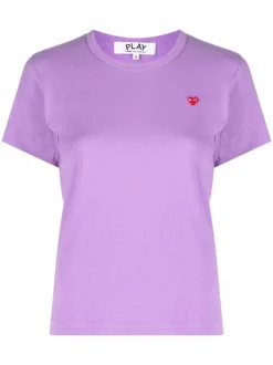 ( Nouvelle Collection ) Comme Des Garçons Play 4 PURPLE T-shirt En Coton à Logo Brodé Femme