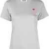 ( Nouvelle Collection ) Comme Des Garçons Play T-shirt En Coton à Logo Brodé 3 GREY -Comme Des Garçons Play Soldes Boutique 18187662 38727967 600